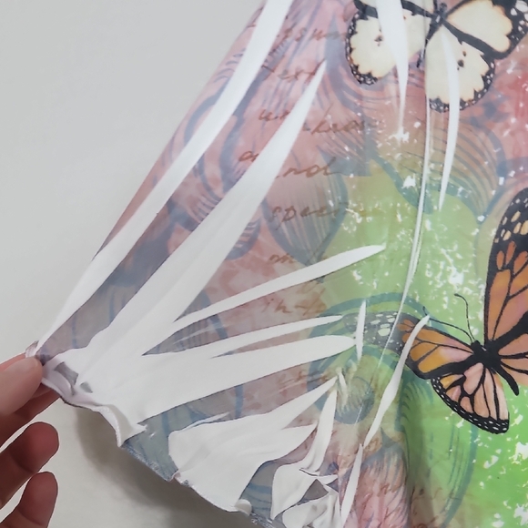 Y2K Jostar Butterfly Embellished Tunic Top Size M Shark Bite Fairy 90s Colorful - Picture 7 of 15